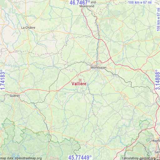 Vallière on map