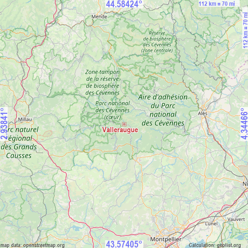 Valleraugue on map