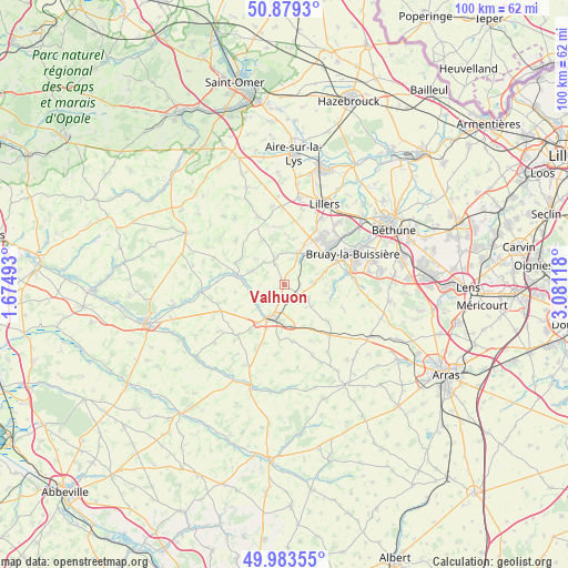 Valhuon on map