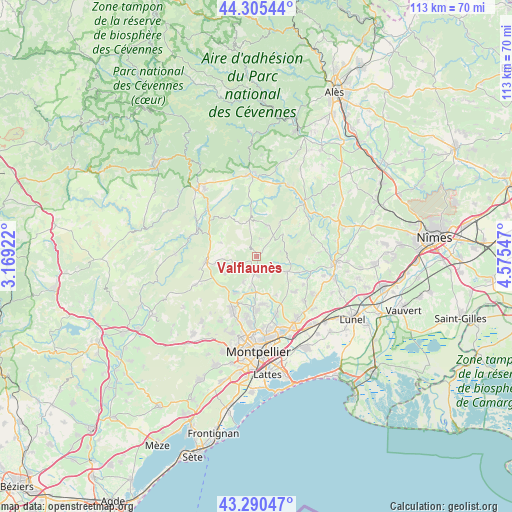 Valflaunès on map