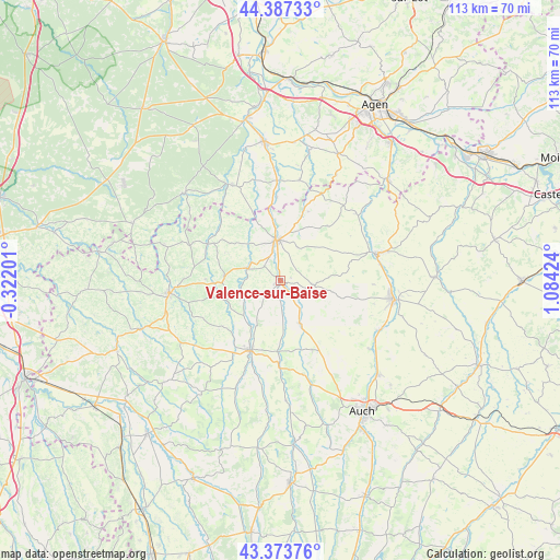 Valence-sur-Baïse on map