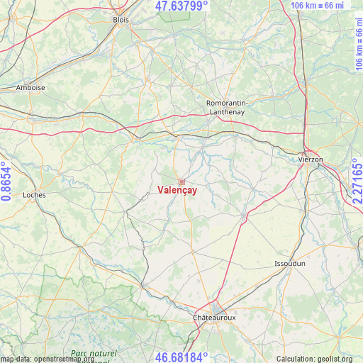 Valençay on map