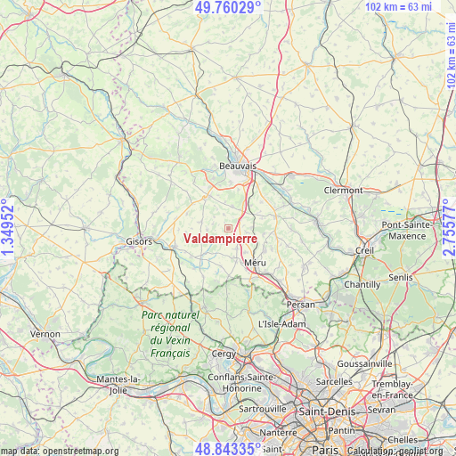 Valdampierre on map