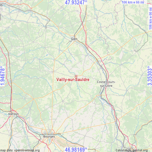 Vailly-sur-Sauldre on map