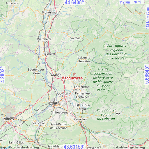 Vacqueyras on map