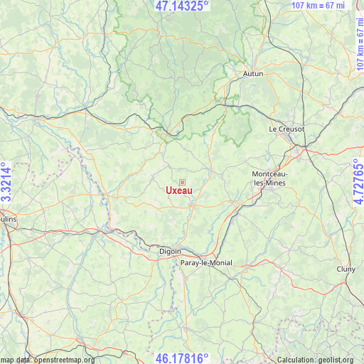 Uxeau on map