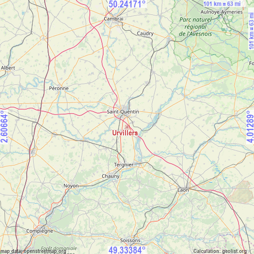 Urvillers on map