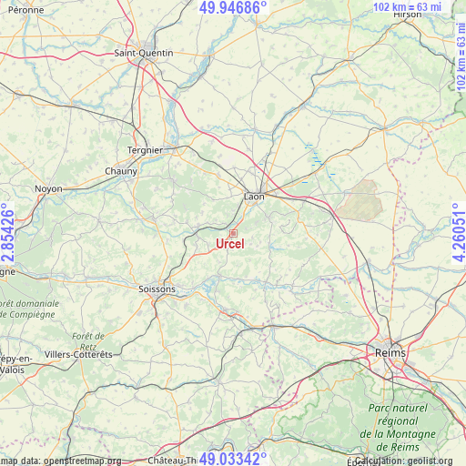 Urcel on map