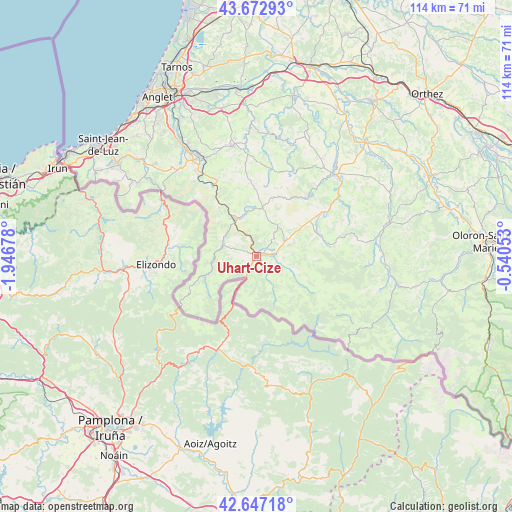 Uhart-Cize on map