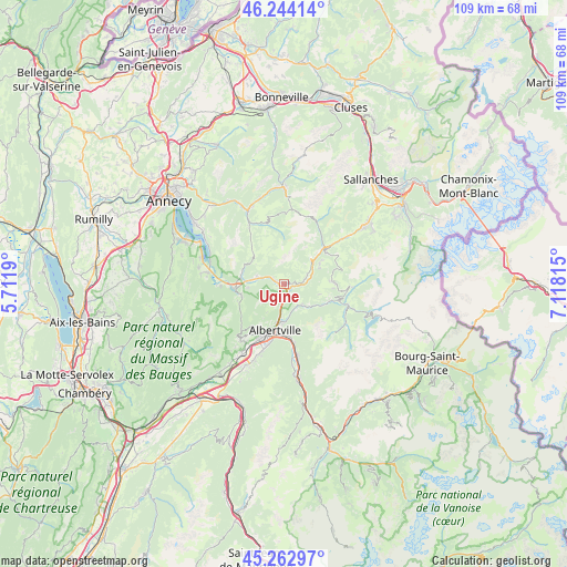 Ugine on map