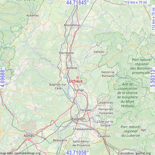 Uchaux on map