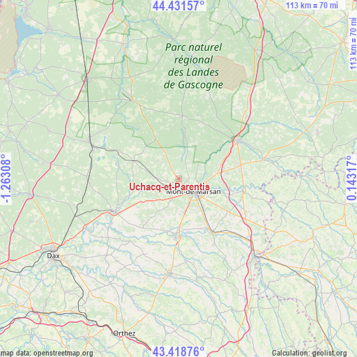 Uchacq-et-Parentis on map