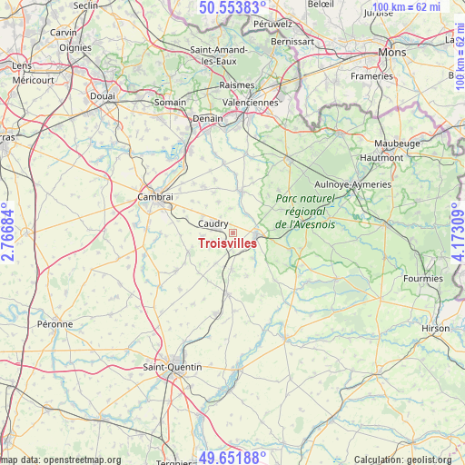 Troisvilles on map
