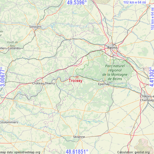 Troissy on map