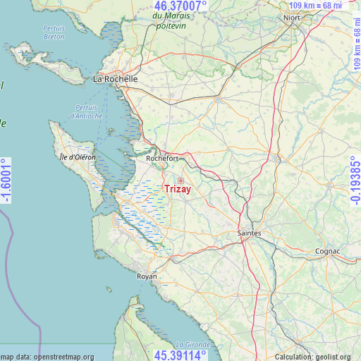 Trizay on map