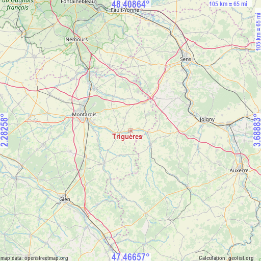 Triguères on map