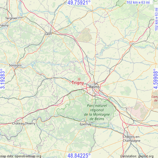 Trigny on map