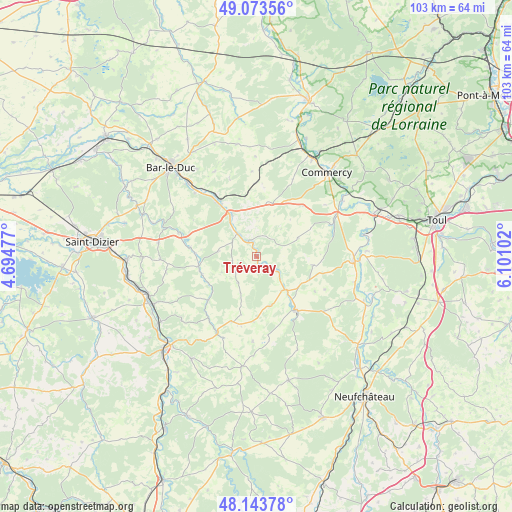 Tréveray on map