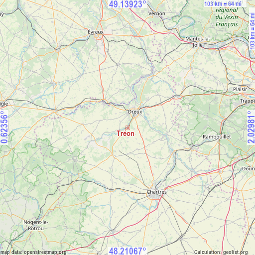 Tréon on map