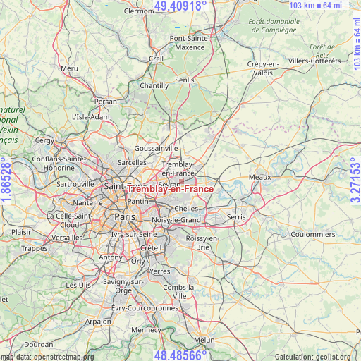 Tremblay-en-France on map