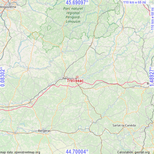 Trélissac on map