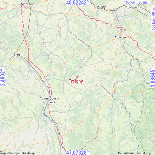 Treigny on map