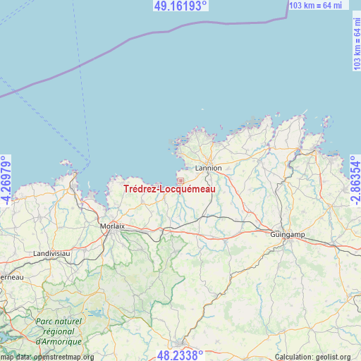 Trédrez-Locquémeau on map
