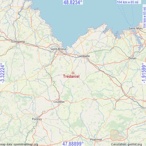 Trédaniel on map