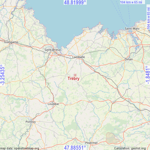 Trébry on map