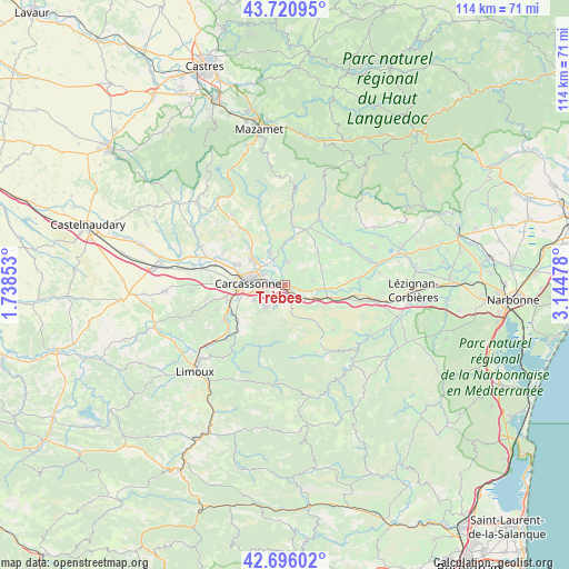 Trèbes on map