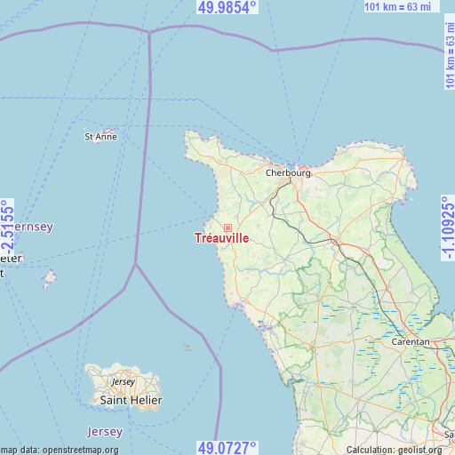 Tréauville on map