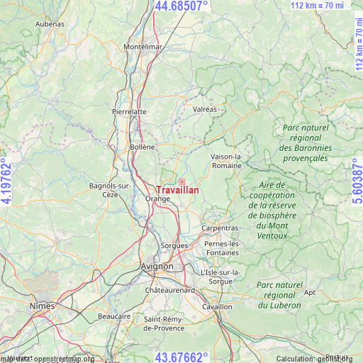 Travaillan on map