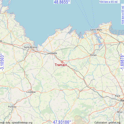 Tramain on map