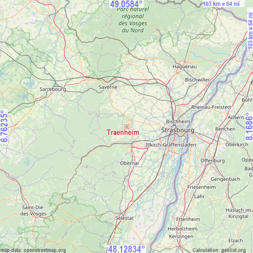 Traenheim on map