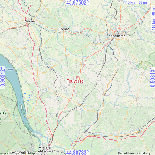 Touvérac on map