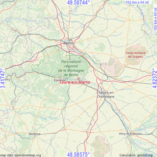 Tours-sur-Marne on map