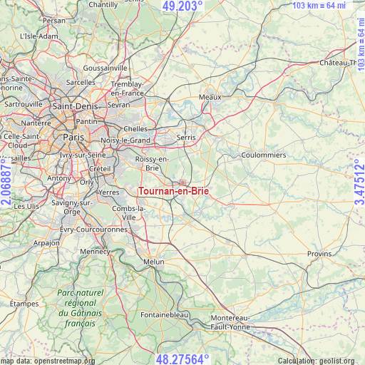 Tournan-en-Brie on map