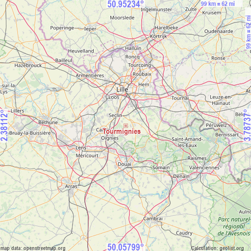 Tourmignies on map