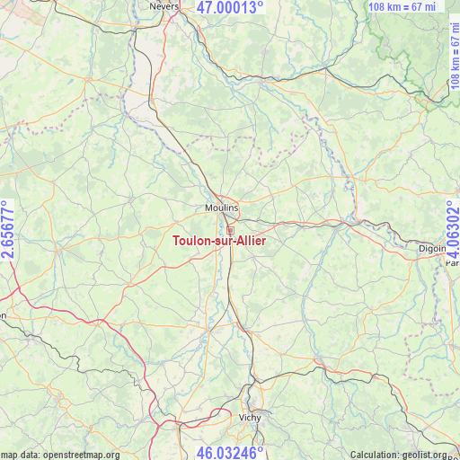 Toulon-sur-Allier on map