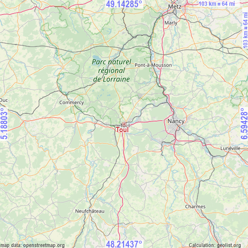 Toul on map
