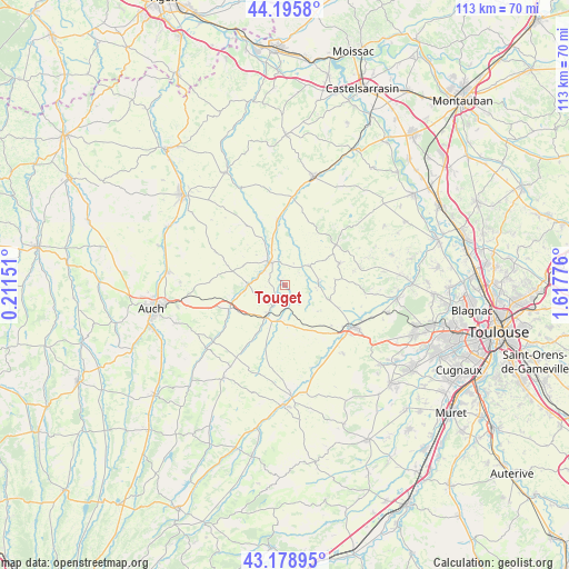 Touget on map