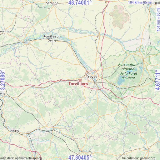 Torvilliers on map