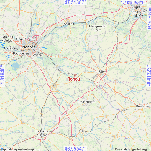 Torfou on map