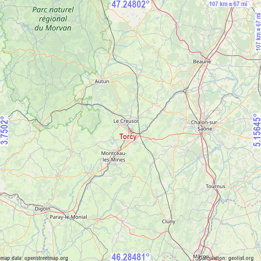 Torcy on map
