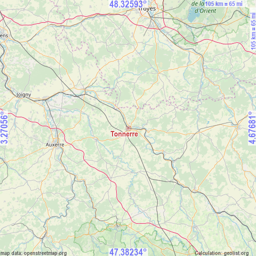 Tonnerre on map