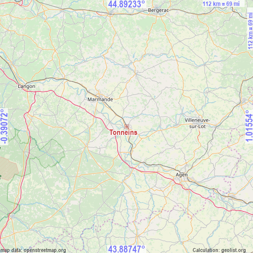 Tonneins on map