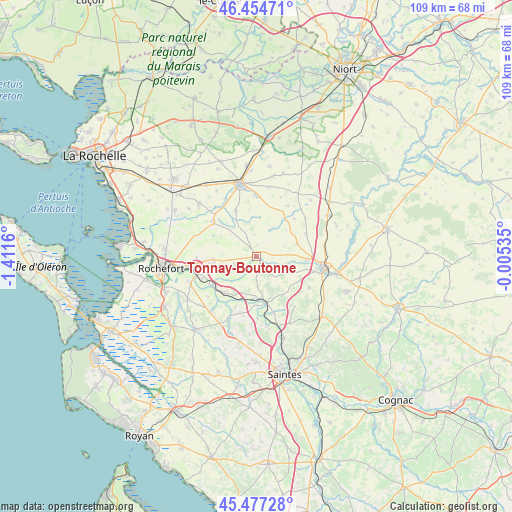 Tonnay-Boutonne on map