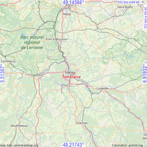 Tomblaine on map