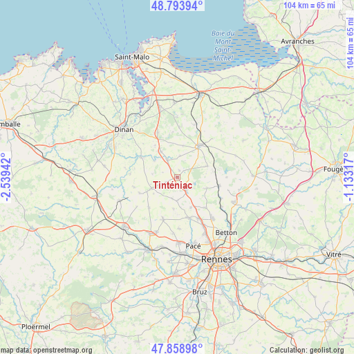 Tinténiac on map