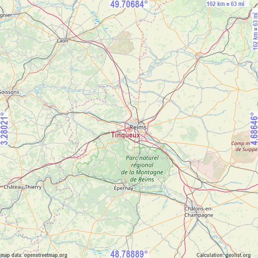 Tinqueux on map